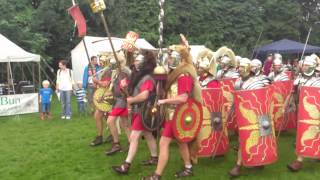 Roman Reenactment at the Amphitheatre in Caerleon Marching In [upl. by Benson755]